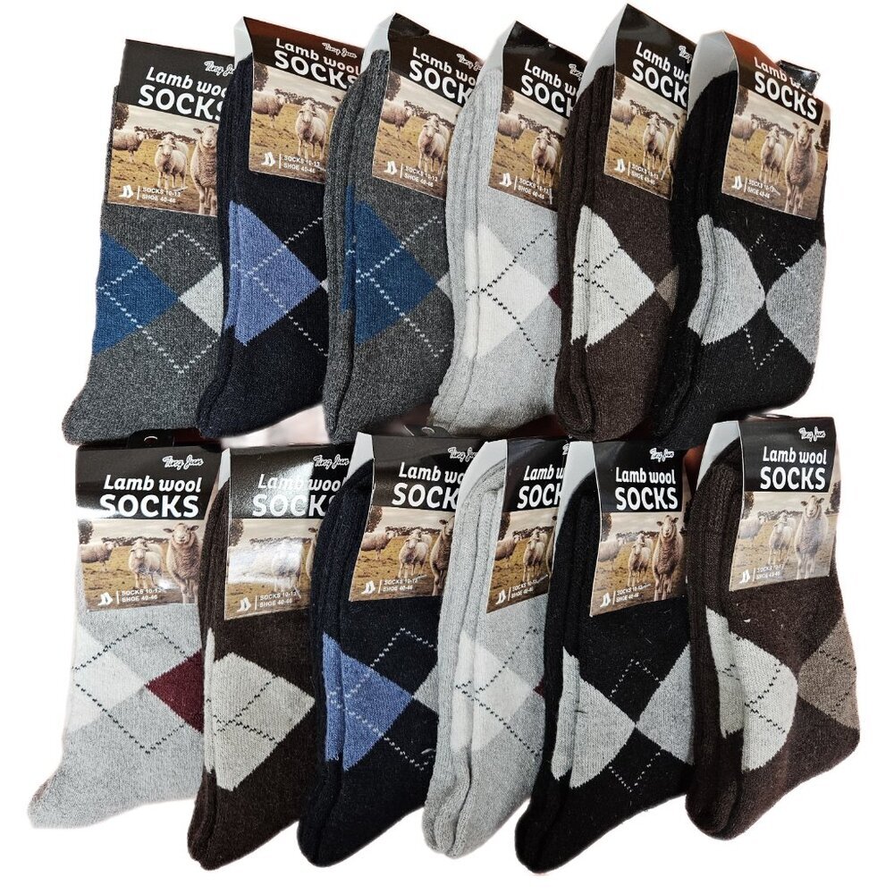 Mens Wool Work Socks 12 Pack Thick Warm Winter Crew Outdoor Hiking Cold Weather